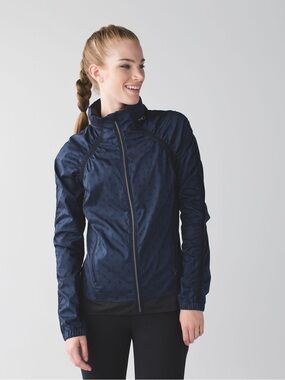 Lululemon Gather And Sprint Jacket Ghost Dot Deep Navy